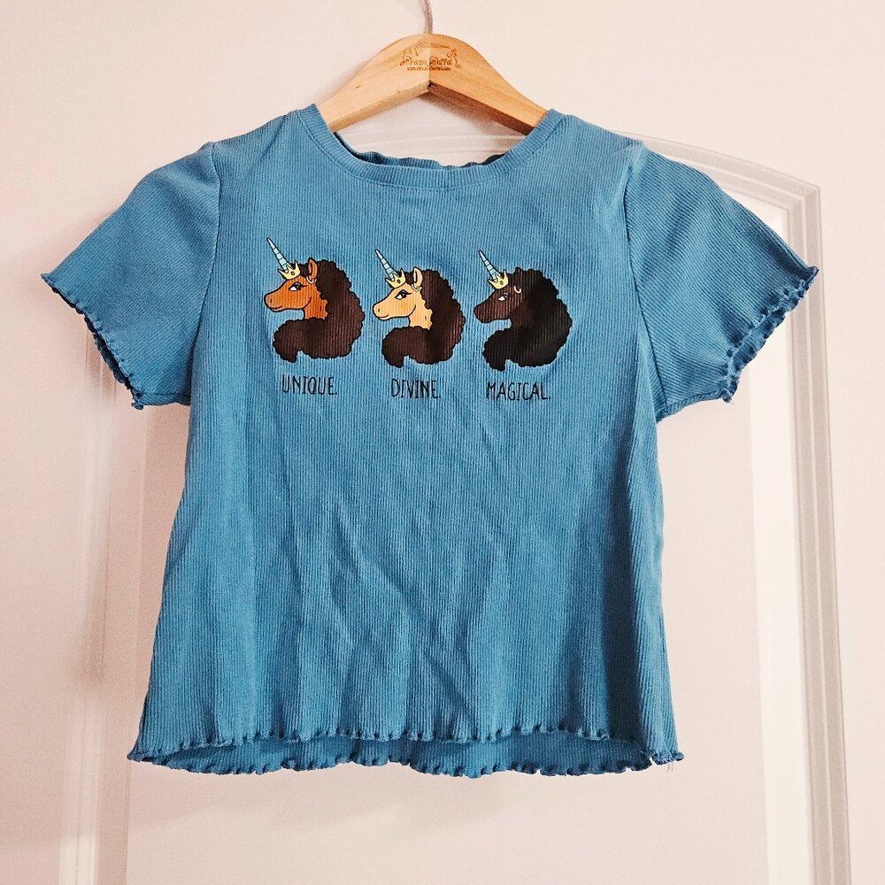 Afro Unicorn Crop Top Tee